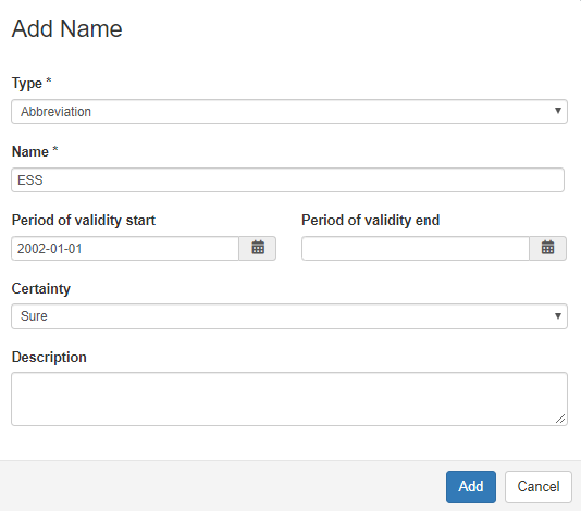 Form for adding names